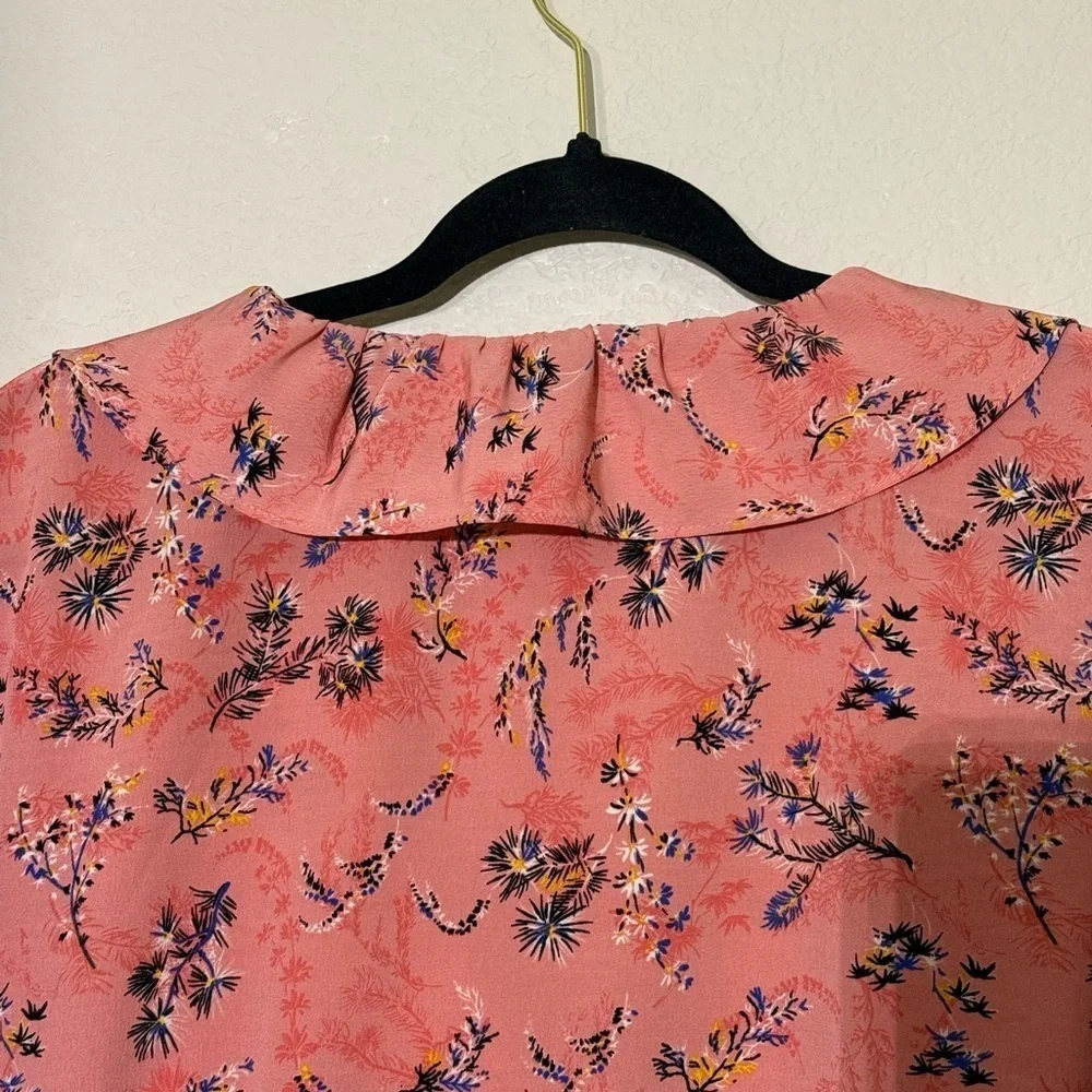 Topshop Pink Floral Ruffle Wrap Dress, size 10